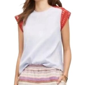 Maeve White Blouse with Red Accents